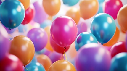 Poster - A cheerful burst of colorful balloons in a lively arrangement creating a joyful atmosphere : Generative AI