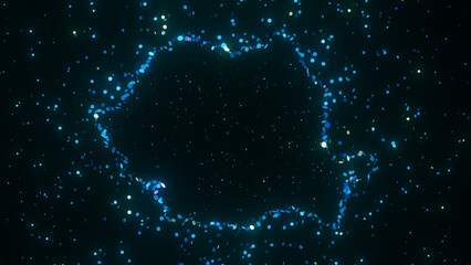 Wall Mural - futuristic digital visualization of romania map composed of glowing blue particles. the abstract cos