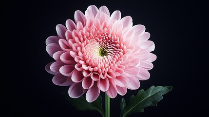 Aufkleber - Vibrant pink chrysanthemum flower with detailed petals creating an eye-catching centerpiece against a dark background : Generative AI