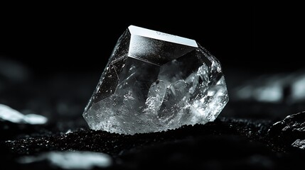 Poster - Stunning Close Up of a Unique Crystal on Dark Background with Shimmering Reflection : Generative AI
