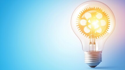 Wall Mural - lightbulb brainstorming strategy development collaboration A lightbulb with gears and cogs inside, representing the mechanics of innovation