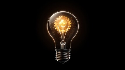 Wall Mural - lightbulb idea creative thinking A lightbulb with gears turning inside, symbolizing the process of thinking