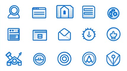 Blue web icons; digital, technology, interface, design; website background; user interface design