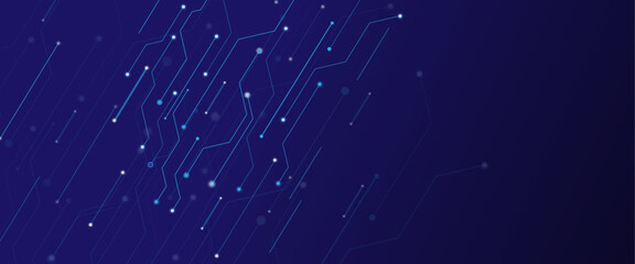 Leinwandbilder - Abstract digital technology futuristic internet network speed connection dark blue background.