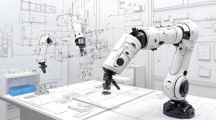 Leinwandbilder - A robotic arm equipped with advanced servo motors showcasing its ability to perform precise and high speed movements in an industrial or manufacturing setting