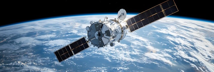 Aufkleber - Advanced satellite technology orbiting the Earth enabling worldwide communication data transmission and scientific observation from a celestial vantage point