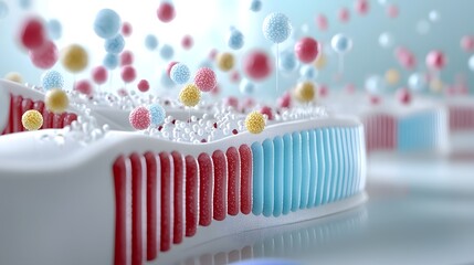 Aufkleber - Colorful dynamic image depicting the abstract microscopic process of fat breakdown and release of energy during the metabolic process of lipolysis