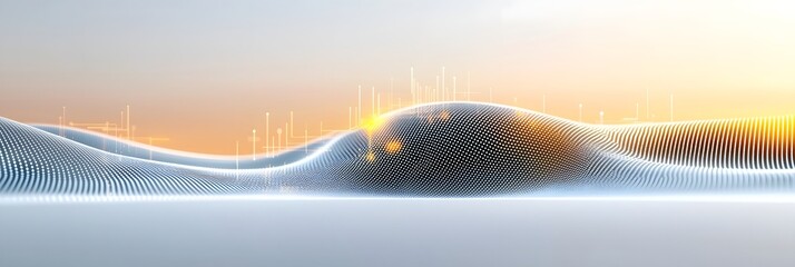 Fototapete - Serene and futuristic abstract design featuring a smooth gradient with a delicate overlay of holographic network lines creating a minimalist yet visually captivating background