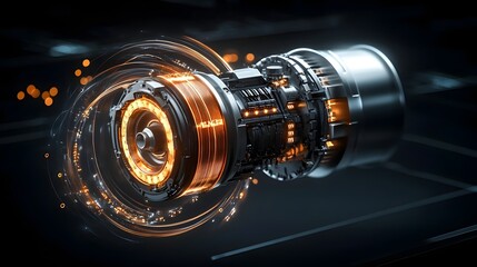 Poster - Sleek and futuristic looking renewable energy generator with intricate swirling light patterns showcasing the innovative technology behind sustainable electricity production