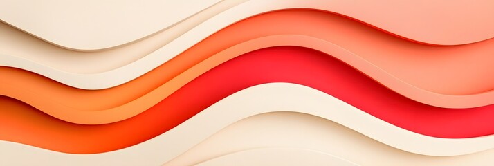 Poster - Undulating curves of warm vibrant gradients in shades of orange and red form a dynamic eye catching abstract background