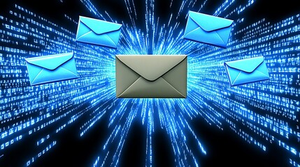 Email Burst with Digital Data Stream.