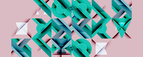 Wall Mural - Circles squares lines abstract background