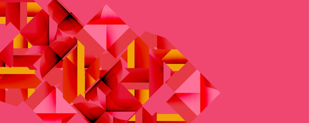 Wall Mural - Abstract geometric composition with interlocking circular and angular shapes, featuring smooth gradients and sharp contrasts on a white background