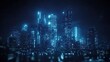 © novri - A futuristic city skyline illuminates in the dark night sky