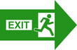 © Dmitry - Exit sign, green emergency exit sign isolated on white background. Background image, web banner, poster, vector illustration.