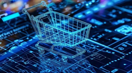 E-commerce Background with Digital Carts