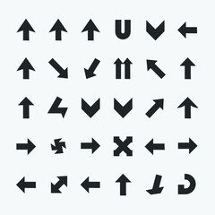 Wall Mural - diverse arrow set with various orientations, ideal for navigation and direction, including up, down,