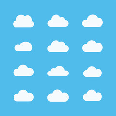 Wall Mural - a collection of simple cloud icons in a clean, organized layout. perfect for representing weather, s