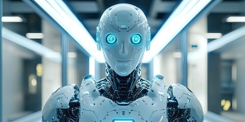 Leinwandbilder - sci-fi architecture with robotic elements, featuring advanced AI systems, sleek design, and a high-tech, futuristic environment.