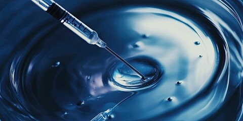 Wall Mural - a vaccine vial being filled, with sterile conditions and precise measurements illustrating pharmaceu