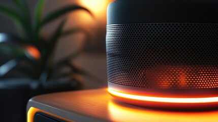 Fototapete - a smart speaker with active voice command and a subtle glowing LED ring, blending modern design into home decor.