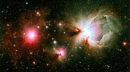 Wall Mural - a stunning photograph of a nebula with bright stars nearby