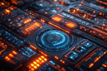 futuristic digital interface for project management and scheduling with holographic task panels and 