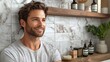 © Azis Stock - Smiling Man Relaxing in a Modern Bathroom