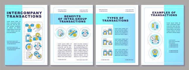 Wall Mural - intercompany transactions blue brochure template. benefits, types and examples of group accounting. 