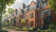© Margarita - Charming European Brick Buildings with Large Windows and Detailed Facades in Dutch Suburban Area