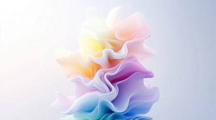 Wall Mural - abstract, vibrant, colorful, layered, flowing, wavy, sculpted, dynamic, 3d, organic forms, pastel, r