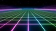 © virza - An abstract colorful grid landscape with a starry black sky background