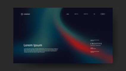 Abstract wave futuristic design of landing page. retro fluid gradient website design	