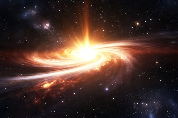 Wall Mural - bright spiral galaxy with radiant center in a vast star-filled universe