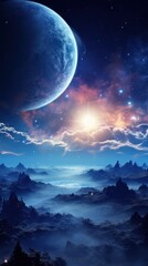 Wall Mural - beautiful cloudy space and sky wallpaper space sky landscape.