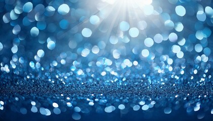 blue glittering bokeh background with shining light