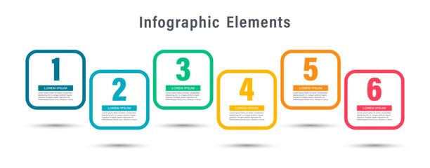 Wall Mural - vector infographic design template with icons and 6 steps. infographic element design