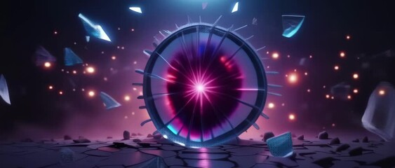 Wall Mural - A large, colorful, and abstract object with a purple center