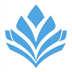 Poster - Abstract Blue Lotus Flower Symbol: Elegant Geometric Design on White Background