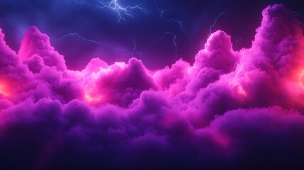 Wall Mural - pink and purple clouds with lightning.