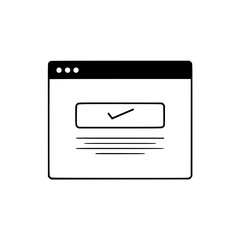 Wall Mural - a minimalist graphic of a web browser window displays a checkmark inside a box indicating a task com