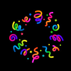 Aufkleber - Vector Confetti Background. 3D Firework Element with Ribbons and Stars. Festive Firecracker Illustration for Birthday Celebrations, Parties and Carnivals. Abstract Gift Icon