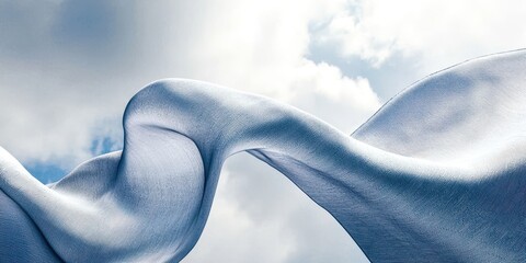 Wall Mural - a blue and white fabric with a wave pattern