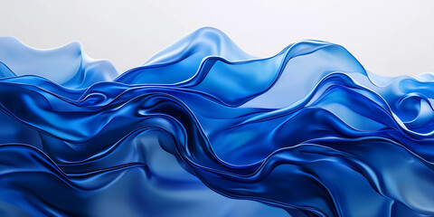 Fototapete - Soft blue like fluid fabric creates fluidity waves  ,textures and patterns that evoke movement and elegance abstract wide background