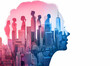 © Chantanapa - Silhouette of Woman's Profile with Cityscape and Diverse Figures