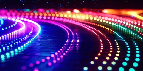 Wall Mural - a colorful, glowing line of lights that are arranged in a spiral