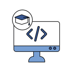 Web Programming lineal color line icon with white background vector stock illustration