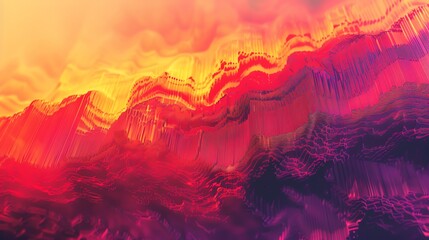 A digital art piece with a gradient of red to orange with a digital pixelated pattern.