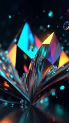 Wall Mural - A colorful, abstract flower made of paper is reflected in a mirror