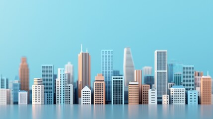 utility sustainability analysis concept. City skyline illustration against a blue background.